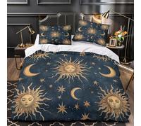 UFVZBNFAN 3D Printed 3 Pcs Bedding Set Bedroom Decor Hidden Zipper Super SunMoonStars Comforter Cover Durable Machine Washable for Teens,Women,Boys VintageAstrology Quilt Cover Double（200x200cm）