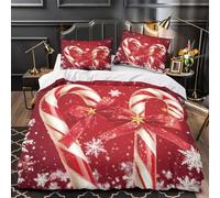 UFVZBNFAN 3D Printed 3 Pcs Bedding Set Candy Canes Duvet Cover Home Decor Super Breathable Durable Easy Care for Teens,Adults,Kids festive Holiday Quilt Cover Single（140x200cm）