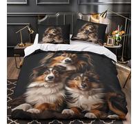 UFVZBNFAN 3D Printed 3 Pcs Bedding Set Home Decor Design Extra Shetland Sheepdog Comforter Cover Hypoallergenic All Season for Kids,Adults,Teenagers istic Portrait Quilt Cover King（220x240cm）