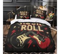 UFVZBNFAN 3D Printed 3 Pcs Bedding Set Home Decor Extra Rock Guitar Duvet Cover Easy Care Machine Washable for Teenagers,Girls,Youth Vintage Poster Comforter Cover Single（135x200cm）