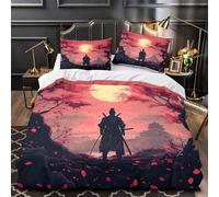 UFVZBNFAN 3D Printed 3 Pcs Bedding Set Home Decor Zipper Ultra Soft Samurai Warrior Quilt Cover Breathable All Season for Boys,Teenagers,Kids traditional Japanese Duvet Cover Single（140x200cm）