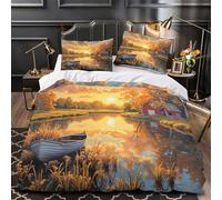 UFVZBNFAN 3D Printed 3 Pcs Bedding Set Room Decor Zipper Closure Design Ultra Autumn Comforter Cover Hypoallergenic Breathable for Teens,Boys,Children Rural Farm Quilt Cover Double（200x200cm）