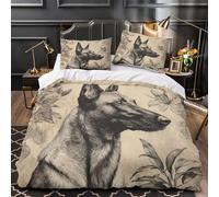 UFVZBNFAN 3D Printed 3 Pcs Bedding Set Room Decor Zipper Ultra Soft Dog Portrait Comforter Cover Durable Easy Care for Children,Teens,Women Vintage Sketch Quilt Cover Single（140x200cm）