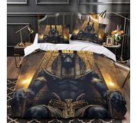 UFVZBNFAN 3D Printed 3-Piece Bedding Set Bed Decor Hidden Zipper Super Ancient Egyptian God Comforter Cover Washable Anti-allergic for Teens,Boys,Women Mythical Statue Quilt Cover King（220x240cm）