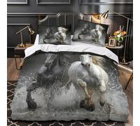 UFVZBNFAN 3D Printed 3-Piece Bedding Set Bed Decor Hidden Zipper Super Wild Horses Comforter Cover Breathable All Season for Girls,Kids,Teens Dynamic Wildlife Quilt Cover Single（140x200cm）