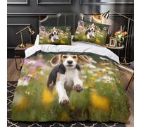 UFVZBNFAN 3D Printed 3-Piece Bedding Set Bed Decor Zipper Closure Design Cute Puppy Comforter Cover Washable Hypoallergenic for Boys,Girls,Adults playful Outdoor Quilt Cover Single（135x200cm）