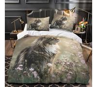 UFVZBNFAN 3D Printed 3-Piece Bedding Set Bed Decor Zipper Closure Design Fluffy Cat Comforter Cover Washable Hypoallergenic for Boys,Girls,Adults Nature Quilt Cover Super king（260x220cm）