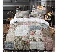 UFVZBNFAN 3D Printed 3-Piece Bedding Set Bed Decor Zipper Closure Design Quilted Fabric Duvet Cover Washable Wrinkle-Resistant for Children,Boys,Women Vintage Floral Comforter Cover Double（200x200cm）