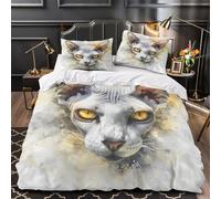 UFVZBNFAN 3D Printed 3-Piece Bedding Set Home Decor Extra Sphynx Cat Duvet Cover Easy Care Wrinkle-Resistant for Children,Adults,Women istic Watercolor Comforter Cover Single（140x200cm）
