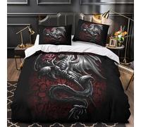 UFVZBNFAN 3D Printed 3-Piece Bedding Set Home Decor Hidden Zipper Extra Dragon Holding Rose Duvet Cover Easy Care Wrinkle-Resistant for Children,Adults,Women Comforter Cover Super king（260x220cm）