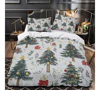 UFVZBNFAN 3D Printed 3-Piece Bedding Set Home Decor Hidden Zipper Super Christmas Trees Quilt Cover Easy Care Machine Washable for Teenagers,Boys,Women Festive Holiday Duvet Cover Double（200x200cm）