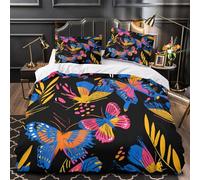 UFVZBNFAN 3D Printed 3-Piece Bedding Set Home Decor Ultra Butterfly Quilt Cover Breathable Machine Washable for Adults,Teenagers,Kids Vibrant Tropical Duvet Cover Single（140x200cm）
