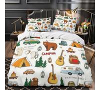 UFVZBNFAN 3D Printed 3-Piece Bedding Set Home Decor Ultra Camping Illustrations Comforter Cover Machine Washable All Season for Adults,Kids,Children hand Drawn Outdoor Duvet Cover Double（200x200cm）