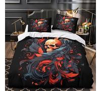 UFVZBNFAN 3D Printed 3-Piece Bedding Set Home Decor Ultra Soft Skull Comforter Cover Machine Washable All Season for Adults,Kids,Children Gothic Ornamental Duvet Cover Single（135x200cm）
