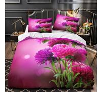 UFVZBNFAN 3D Printed 3-Piece Bedding Set Room Decor Hidden Zipper Super Soft Pink Flowers Comforter Cover Easy Care Hypoallergenic for Teens,Adults,Boys Botanical Garden Quilt Cover Single（135x200cm）