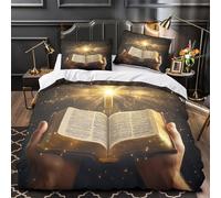 UFVZBNFAN 3D Printed 3-Piece Bedding Set Room Decor Zipper Extra Soft Sacred Bible Comforter Cover Breathable Wrinkle-Resistant for Youth,Boys,Children Religious Symbol Quilt Cover Single（140x200cm）