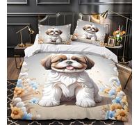 UFVZBNFAN 3D Printed 3-Piece Bedding Set Room Decor Zipper Super Soft Cute Puppy Comforter Cover Durable Machine Washable for Kids,Teens,Women Coon Quilt Cover King（220x240cm）