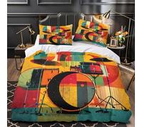 UFVZBNFAN 3D Printed 3 Pieces Bedding Set Bed Decor Zipper Super Drum Set Comforter Cover Hypoallergenic Machine Washable for Kids,Adults,Youth abstract Musical Quilt Cover King（220x240cm）