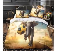 UFVZBNFAN 3D Printed 3 Pieces Bedding Set Bedroom Decor Zipper Closure Super Elephant Kicking Ball Duvet Cover Durable Hotel Quality for Girls,Teenagers,Adults Comforter Cover Super king（260x220cm）