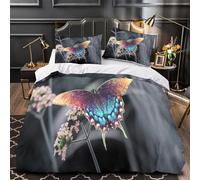 UFVZBNFAN 3D Printed 3 Pieces Bedding Set Home Decor Extra Butterfly Perched Duvet Cover Washable Hypoallergenic for Teenagers,Youth,Boys nature Garden Comforter Cover Double（200x200cm）