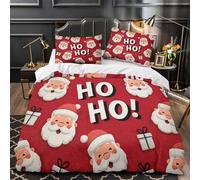 UFVZBNFAN 3D Printed 3 Pieces Bedding Set Home Decor Extra ChristmasSantaHoHo Comforter Cover Durable Machine Washable for Children,Kids,Women Quilt Cover Super king（260x220cm）