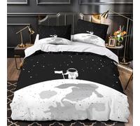 UFVZBNFAN 3D Printed 3 Pieces Bedding Set Home Decor Zipper Closure Extra Astronaut on Moon Comforter Cover Durable Machine Washable for Children,Kids,Women Quilt Cover Super king（260x220cm）