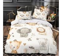 UFVZBNFAN 3D Printed 3 Pieces Bedding Set Room Decor Hidden Zipper Super Soft Cute Baby Animals Quilt Cover Durable Easy Care for Adults,Women,Teens Coon Safari Duvet Cover Super king（260x220cm）