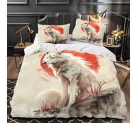 UFVZBNFAN 3D Printed 3 Pieces Bedding Set Room Decor Zipper Extra Soft Wolf with Red Eyes Comforter Cover Hypoallergenic All Season for Adults,Kids,Teens Japanese Quilt Cover Super king（260x220cm）
