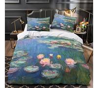 UFVZBNFAN 3D Printed 3PCs Bedding Set Bed Decor Zipper Closure Design Super Soft Waterlilies Comforter Cover Washable Hypoallergenic for Boys,Girls,Adults Quilt Cover Double（200x200cm）