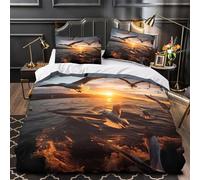 UFVZBNFAN 3D Printed 3PCs Bedding Set Bed Decor Zipper Closure Super Seagulls in Flight Quilt Cover Hypoallergenic Hotel Quality for Adults,Youth,Kids Sunset Ocean Duvet Cover Super king（260x220cm）