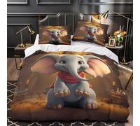 UFVZBNFAN 3D Printed 3PCs Bedding Set Bedroom Decor Hidden Zipper Super Cute Elephant Coon Comforter Cover Easy Care Machine Washable for Boys,Kids,Women Animated Circus Quilt Cover Single（135x200cm）