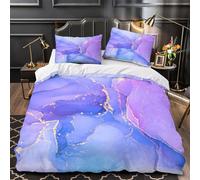 UFVZBNFAN 3D Printed 3PCs Bedding Set Bedroom Decor Hidden Zipper Super Purple Abstract Comforter Cover Easy Care Machine Washable for Boys,Kids,Women Modern Fluid Quilt Cover Single（135x200cm）