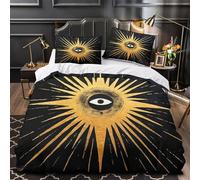 UFVZBNFAN 3D Printed 3PCs Bedding Set Bedroom Decor Zipper Closure Soft Sacred Eye Comforter Cover Machine Washable Hotel Quality for Youth,Teens,Boys Symbolic Quilt Cover Super king（260x220cm）