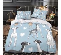 UFVZBNFAN 3D Printed 3PCs Bedding Set Bedroom Decor Zipper Closure Soft Whippet Dogs Comforter Cover Machine Washable Hotel Quality for Youth,Teens,Boys hand Drawn Quilt Cover Single（140x200cm）