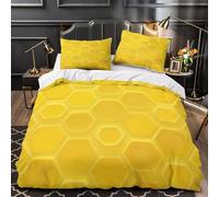 UFVZBNFAN 3D Printed 3PCs Bedding Set Bedroom Decor Zipper Closure Super Honeycomb Quilt Cover Machine Washable Easy Care for Kids,Teens,Adults Natural Wax Texture Duvet Cover Single（140x200cm）