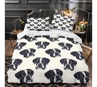 UFVZBNFAN Boxer Dog Faces Set Di Copripiumino 3 Pezzi microfibra morbida stampa 3D con cerniera hand Drawn Disegno Set Di Copripiumino cerniera ariosa traspirante for ragazzi King（220x240cm）