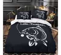 UFVZBNFAN Carp Fishing copripiumino 3 Pezzi stampa di 3D ultra microfibra con cerniera Stylized Pesce Set Di Copripiumino cerniera nascosta traspirante for bambini Single（140x200cm）