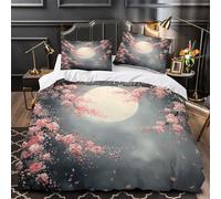 UFVZBNFAN Cherry Blossoms Copripiumino 3 Pezzi stampa 3D con federa per cuscini microfibra soffice night Sky Set Di Copripiumino cerniera nascosta for ragazzi e ragazze King（220x240cm）