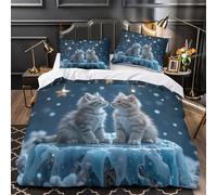 UFVZBNFAN Cute Kittens Set Di Copripiumino morbida microfibra 3 Pezzi stampa 3D con federa winter Festive Set Di Copripiumino cerniera ariosa morbido for ragazze Super king（260x220cm）