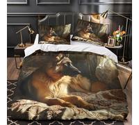 UFVZBNFAN German Shepherd Copripiumino 3 Pezzi stampa di 3D microfibra morbida con federa Life Portrait Set Di Copripiumino cerniera nascosta morbido for ragazze Super king（260x220cm）