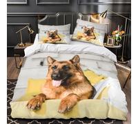 UFVZBNFAN German Shepherd copripiumino stampa di 3D ultra microfibra 3 Pezzi con federa soffice Petfriendly Home Set Di Copripiumino cerniera ariosa morbido for ragazzi Super king（260x220cm）