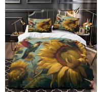 UFVZBNFAN Hummingbirds Set Di Copripiumino 3 Pezzi stampa 3D ultra microfibra con cerniera Nature Set Di Copripiumino con federa soffice traspirante for bambini e adolescenti King（220x240cm）