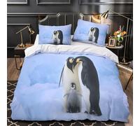 UFVZBNFAN Penguin Family Copripiumino 3 Pezzi morbida microfibra stampa di 3D con cerniera Antarctic Wildlife Set Di Copripiumino cerniera nascosta morbido for ragazze Single（140x200cm）