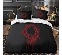 UFVZBNFAN Red Spade Symbol copripiumino stampa di 3D microfibra morbida 3 Pezzi con federa Gothic Dark Set Di Copripiumino cerniera nascosta traspirante for ragazzi Double（200x200cm）