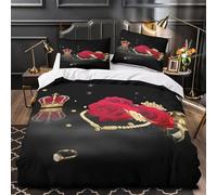 UFVZBNFAN Royal Crown Copripiumino 3 Pezzi stampa 3D microfibra morbida con cerniera Luxury Wedding Set Di Copripiumino con federa soffice ultra morbido for adulti Single（140x200cm）