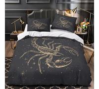 UFVZBNFAN Scorpion Astrology Set Di Copripiumino 3 Pezzi ultra microfibra stampa 3D con cerniera Vintage Celestial Set Di Copripiumino con federa soffice ultra morbido for adulti King（220x240cm）