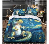 UFVZBNFAN Starry Night Lizard copripiumino 3 Pezzi microfibra traspirante stampa 3D con cerniera istic Surreal Set Di Copripiumino cerniera ariosa ultra morbido for adolescenti Super king（260x220cm）