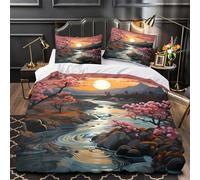 UFVZBNFAN Tramonto Set Di Copripiumino morbida microfibra 3 Pezzi stampa di 3D con federa Anime ry Set Di Copripiumino con federa per cuscini traspirante for ragazzi Single（135x200cm）