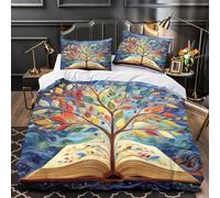 UFVZBNFAN Tree of Knowledge Copripiumino 3 Pezzi motivo 3D microfibra traspirante con cerniera istic Book Set Di Copripiumino cerniera nascosta morbido for ragazze King（220x240cm）