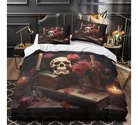 UFVZBNFAN Vintage Skull Set Di Copripiumino 3 Pezzi stampa di 3D microfibra morbida con cerniera Gothic still Life copripiumino con federa soffice traspirante for ragazze King（220x240cm）